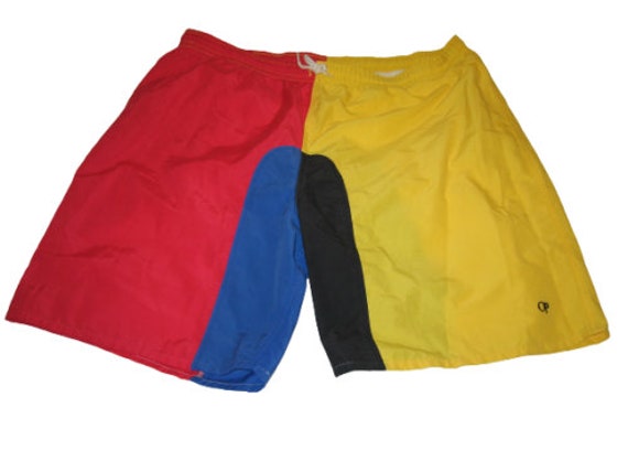 Vintage Shorts 80s OP Ocean Pacific Surf Colorblock Swim Trunks