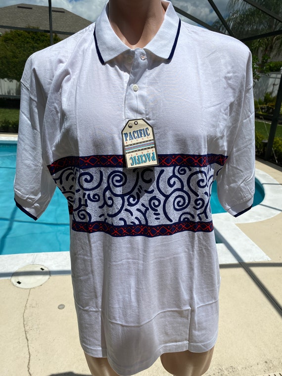 Vintage 70's-80's Pacific Scene Tribal Polo Shirt… - image 2