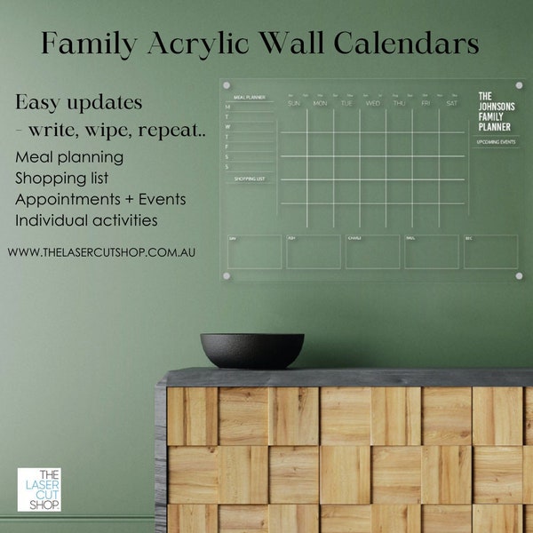 Personalised Family Planner | Acrylic Wall Calendar | JOHNSON