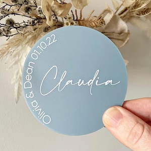 Personalised Wedding Coasters | Mementos | Custom Name Place Card | Bonbonniere | Round Acrylic Guest Gift Favours | Sophie Botanicals Range