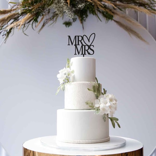 MR & MRS Wedding Cake Topper- Heart | Weddings | Decorations | Cake Toppers