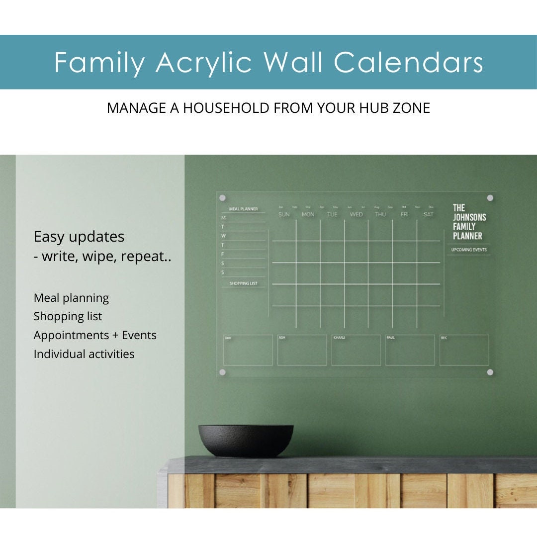Personalised Family Planner Acrylic Wall Calendar JOHNSON Etsy Personalised Family Planner Acrylic Wall Calendar JOHNSON Etsy