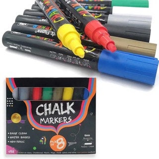 8 Color Erasable Liquid Chalk Pen Glass Plant Pot Blackboard Chalkboard LED  Board Metal Window 