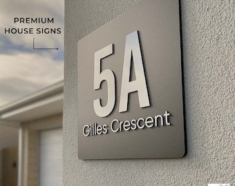 House Numbers | Premium House Signs | Housewarming Gift | Modern Address Sign | Letterbox Mailbox | Square 300mm BARWON Brushed Silver
