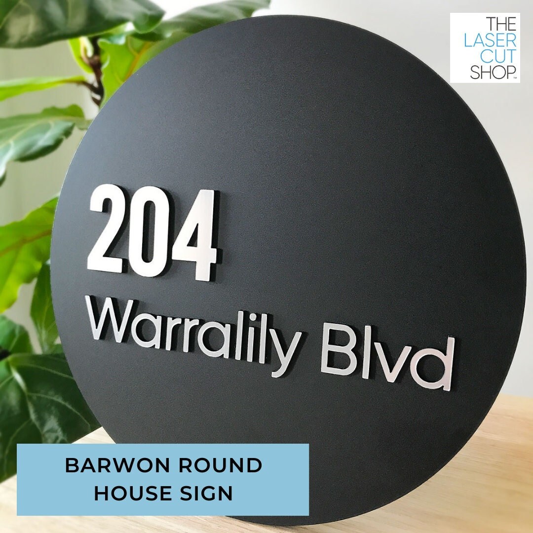 Modern House Sign | Custom Address Plaque | Letterbox Sign | Round ...