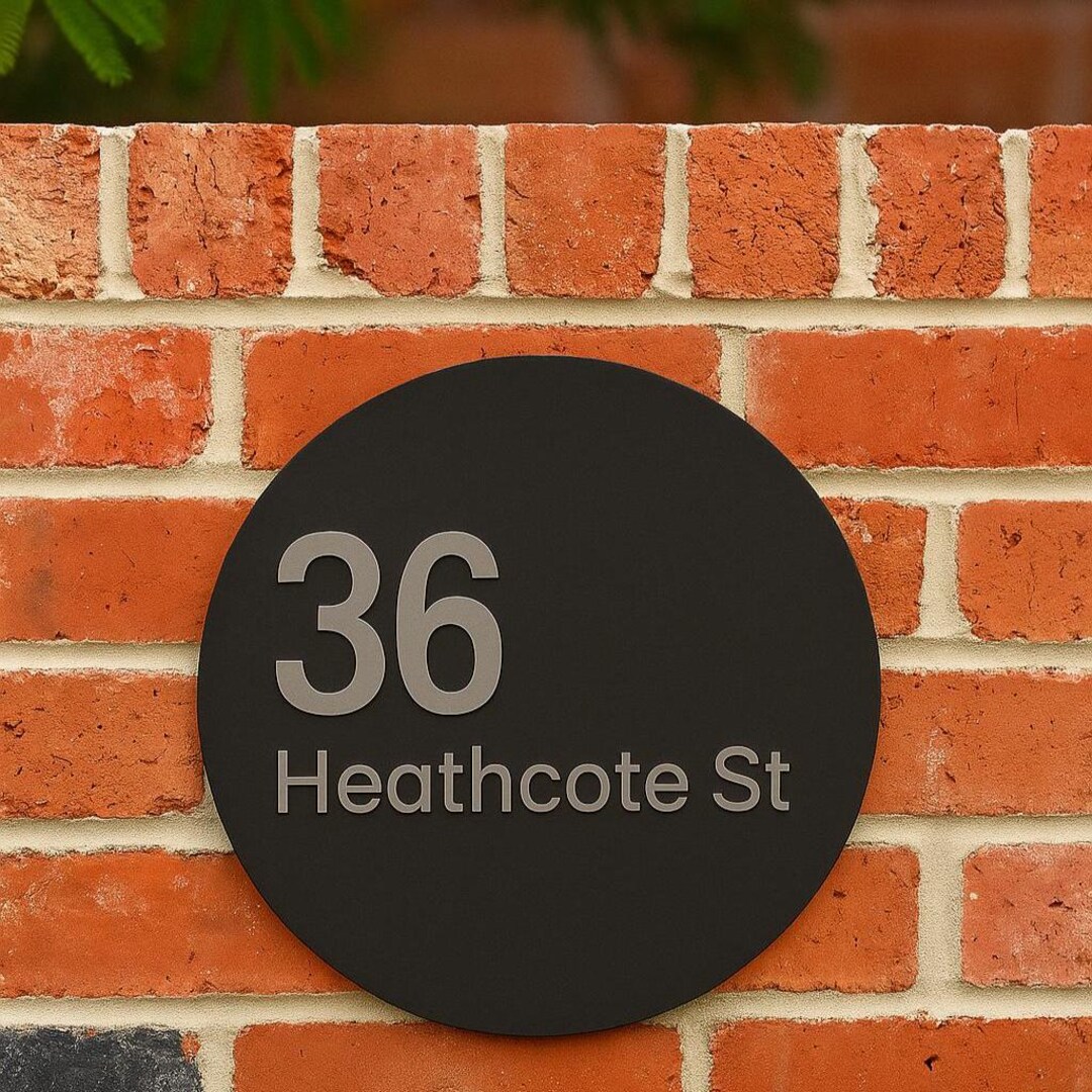 Modern House Sign | Custom Address Plaque | Letterbox Sign | Round ...