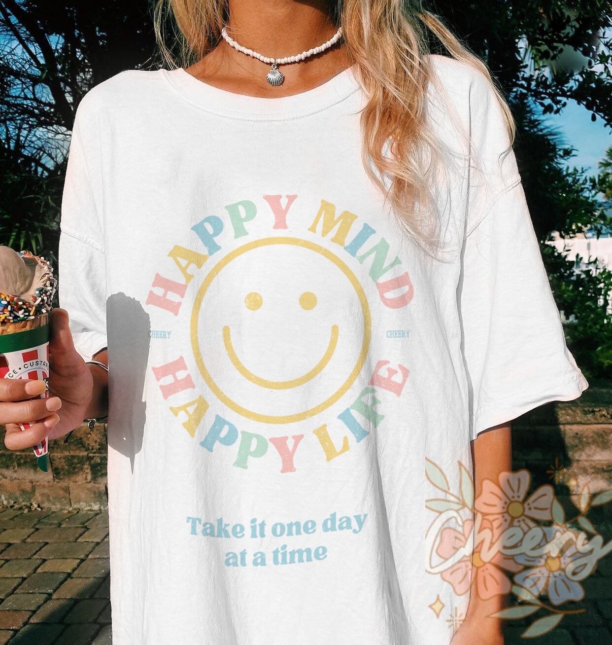 Smiley Beautiful Day Oversized T-Shirt