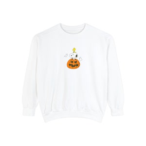 Snoopy and Woodstock Sweatshirt- COMFORT COLORS, Fall 2023, Pumpkin, Hoodie, Halloween Cartoon Dog  Crewneck Sweatshirt