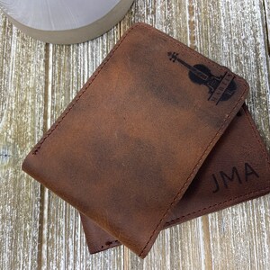 Cartera de cuero personalizada marrón, regalo del Día del Padre, cartera de cuero grabada, regalo de Navidad para esposo, novio, papá, graduación