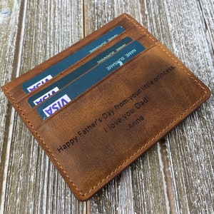 Tarjetero, regalo de graduación, regalo del Día del Padre, billetera de cuero para padrinos de boda, regalo de aniversario para esposo, novio, papá