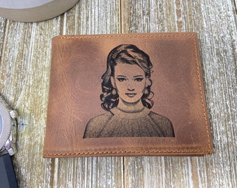 Cartera de cuero para hombre, cartera de cuero personalizada, regalo de Navidad para hombre, regalo de graduación, regalo para él, regalo del Día del Padre