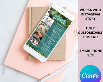 Bachelorette Digital Itinerary Template, Mobile Template, Travel Itinerary, Tropical Vacation, Girls Trip Itinerary, Printable Template