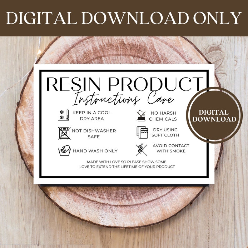 Resin Care Card, Resin Guide, Simple Resin Card, Minimalist Resin Card