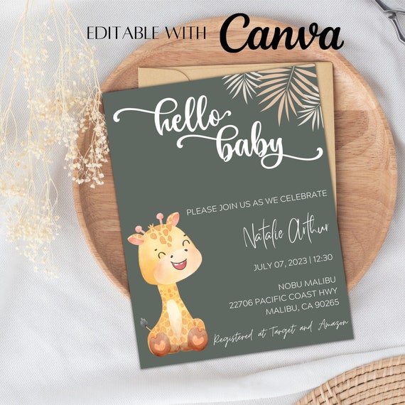 EDITABLE Safari Baby Shower Invitation Jungle Neutral Set Etsy