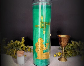 Green Brigid Candle: Witchcraft Altar Decor