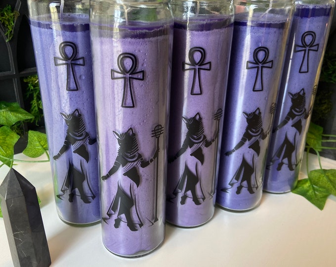 Bastet Candle Deity Candle Purple Bastet Candle Etsy