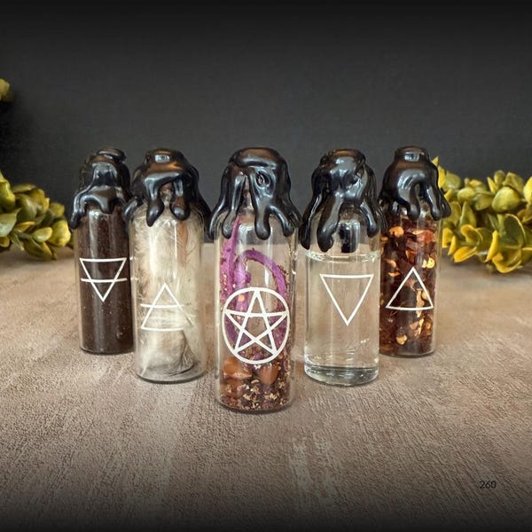 Circle Casting Spell Jars / Air Earth Fire Water Spirit Jars