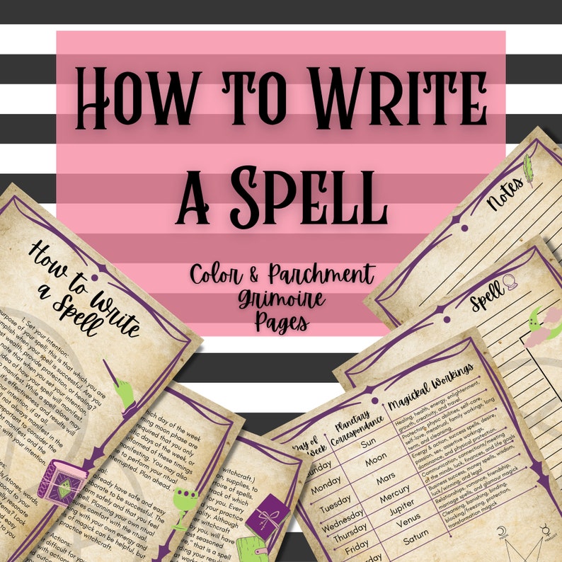How to Write a Spell in Color and Parchment Design Grimoire - Etsy