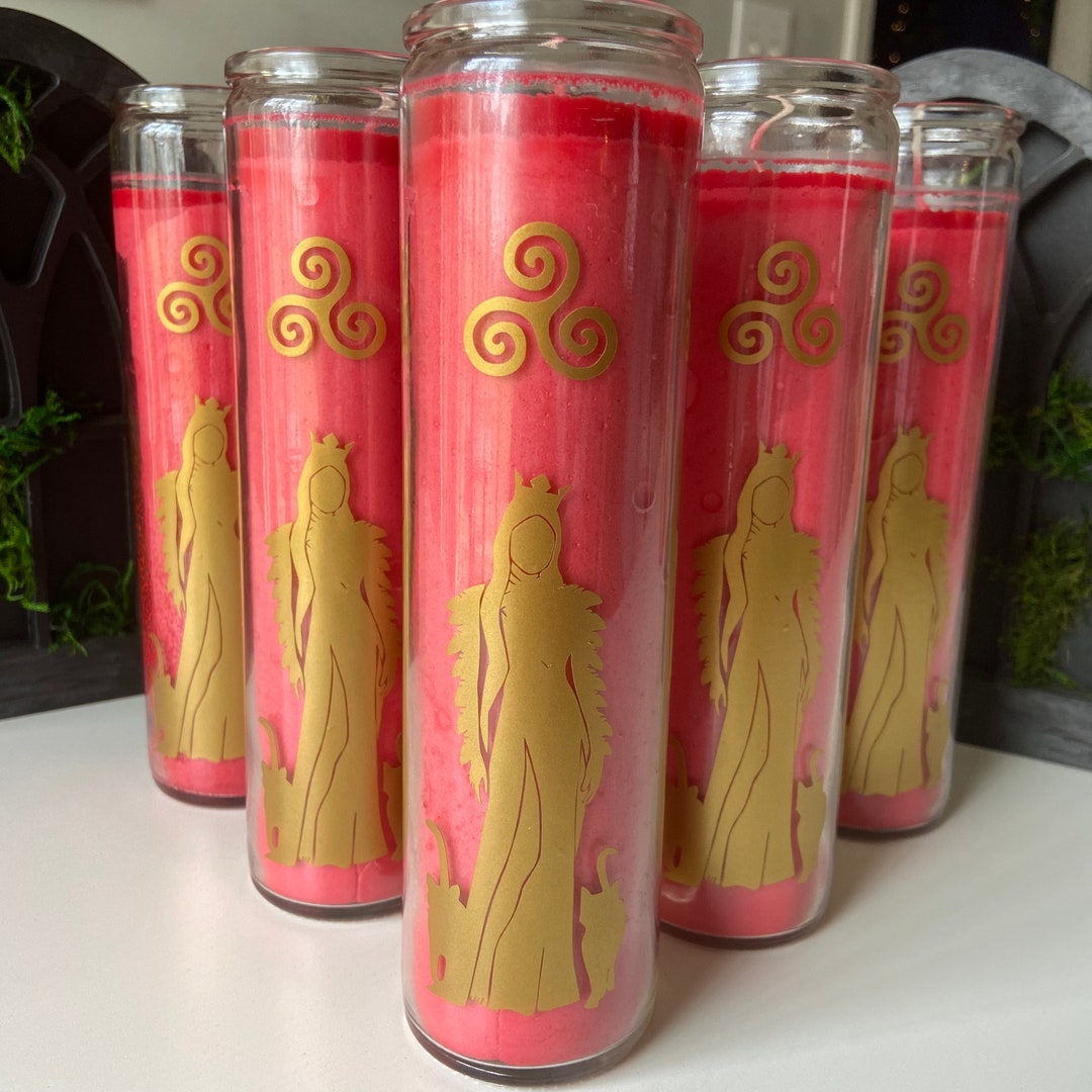 Freya Candle Deity Candle Red and Gold Freya Candle Etsy
