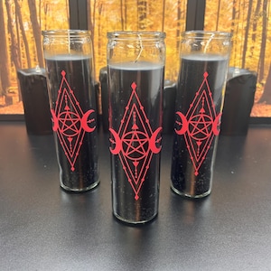 Triple Moon Witch’s Candle | Black and Pink