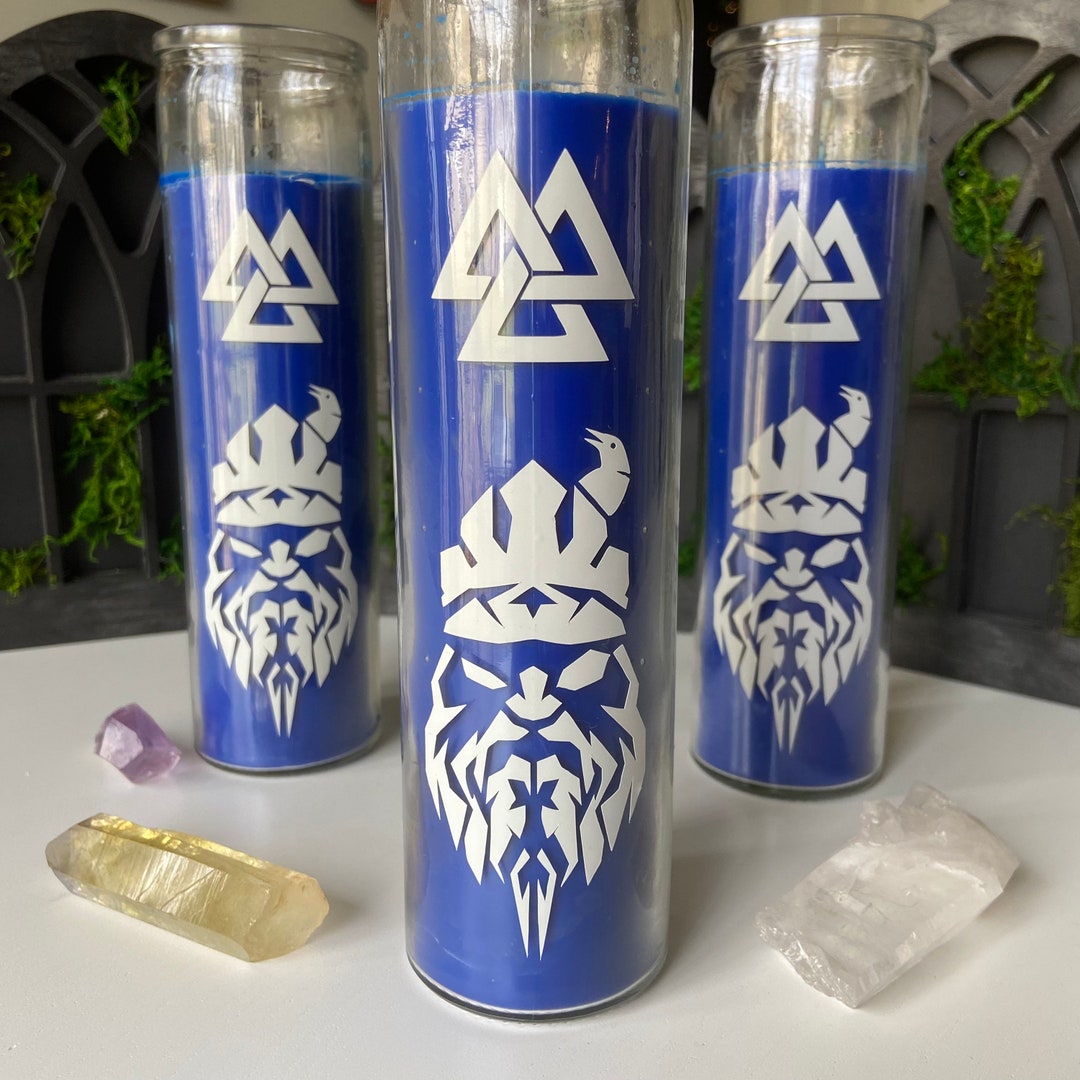 Odin Candle Deity Candle Blue Odin Candle Etsy