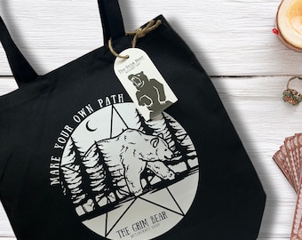 Black Witch Tote Bag | The Grim Bear Bag