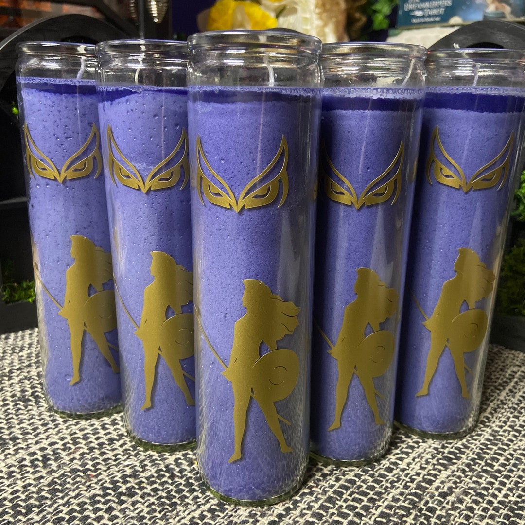 Athena Candle Deity Candle Purple Athena Candle Etsy