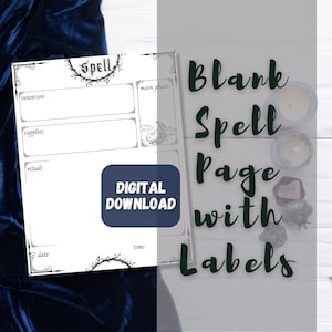 Printable Spell Page PDF Page LABELED Blank Grimoire Page Blank Book of Shadows Page book Page Digital Download PDF 8.5 x 11