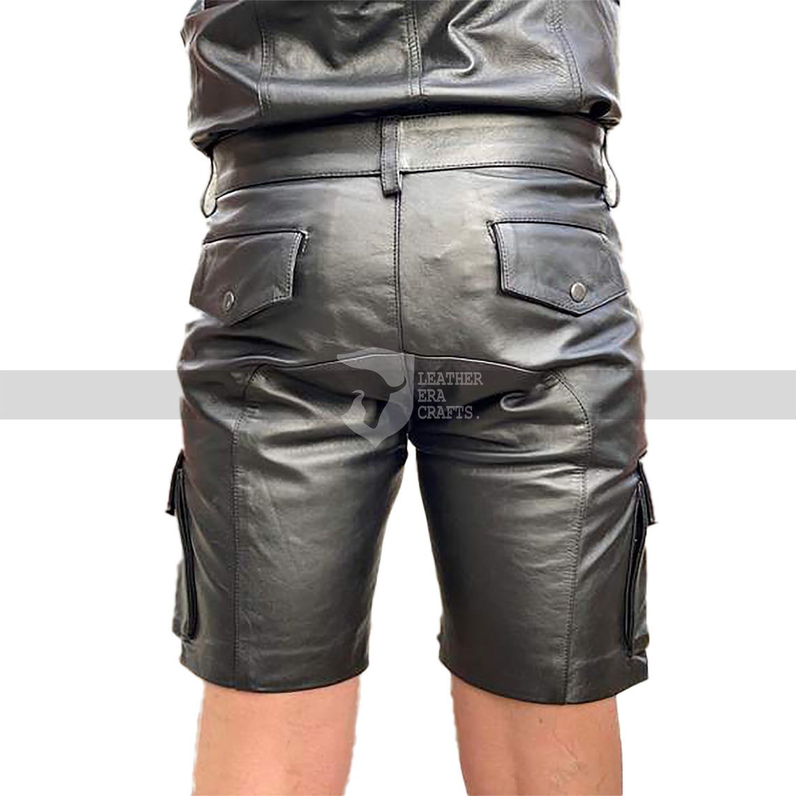 Genuine Leather Cargo Shorts for Men High Waist Shorts | Etsy