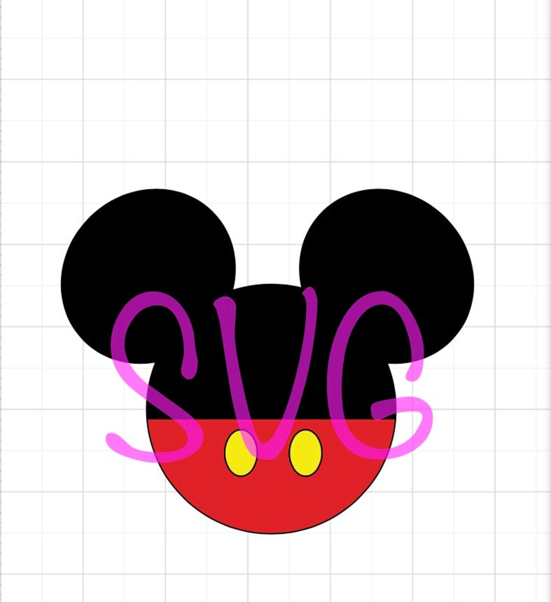 Mickey Head With Pants No Outline &amp; With Outline - Etsy