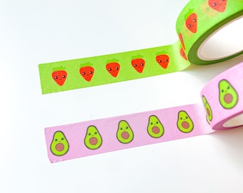 Washi Tape- Strawberry and Avocado (1 piece) 10mm