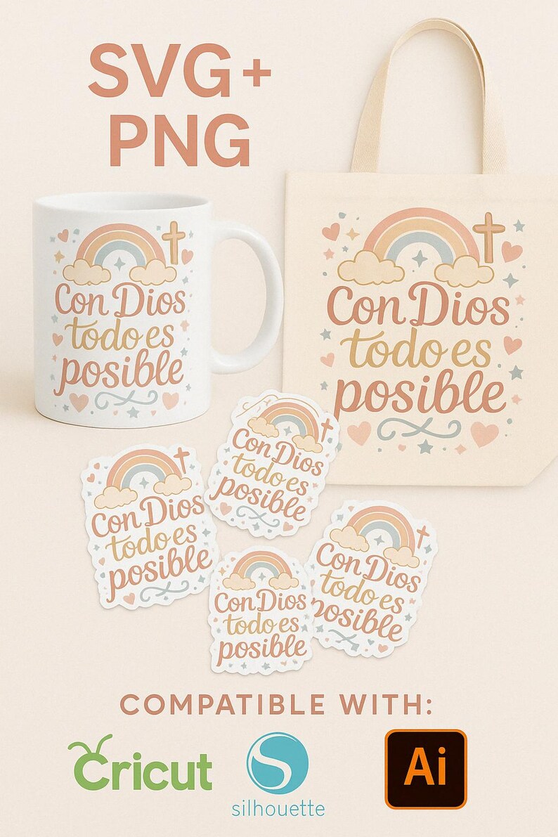 Con Dios Todo Es Posible SVG: Christian Rainbow Design (digital ...
