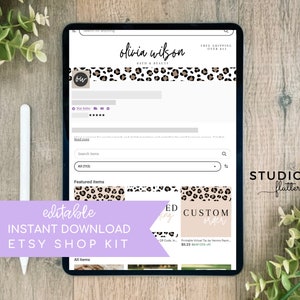Branding Kit Etsy Shop Graphic Bundle Kit Etsy Banner Template DIY Etsy Store Branding Editable Etsy Store Banner Etsy Store Slider Leopard