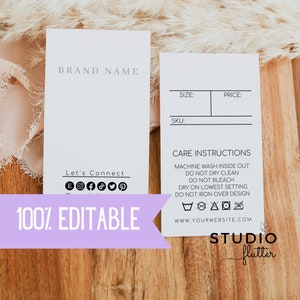 Editable Hanging Tag Template, Printable Fashion Label Template, Editable Boutique Swing Tags, Clothing Tags, Price Tags, Garment Care