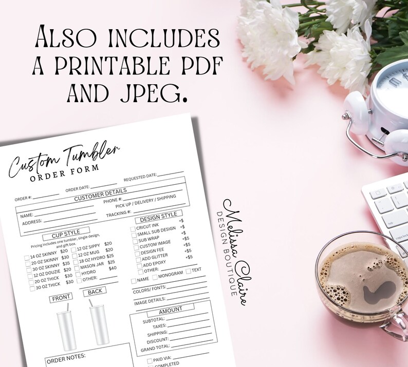 Editable Sublimation Tumbler Order Form Template, Canva Forms, Custom