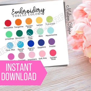 Embroidery Thread Color Chart, Isacord Color Chart, Isacord 20 Color Chart, Etsy Color Chart, Embroidery Business, Thread Color Chart