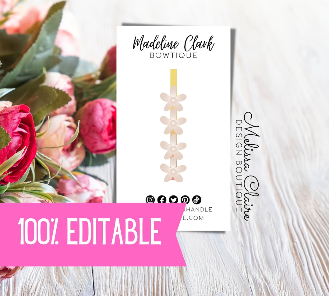 Card Display Editable Hair Clip Card Template Hair Clip Packaging