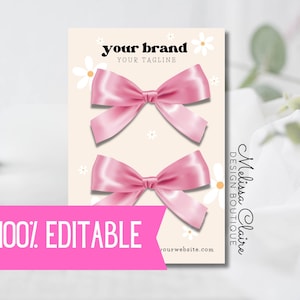 Bow Card Editable Bow Card Template Headband Display Card Template Customizable Bow Display Card Vendor Display Card