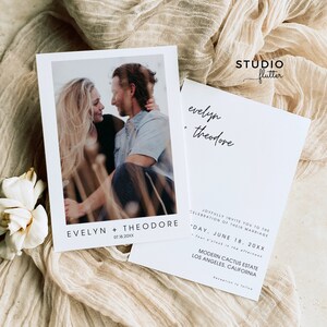 Invitation Minimalist Wedding Template Editable Minimalist Wedding Invite Modern Wedding Invite Photo Wedding invitation Evelyn