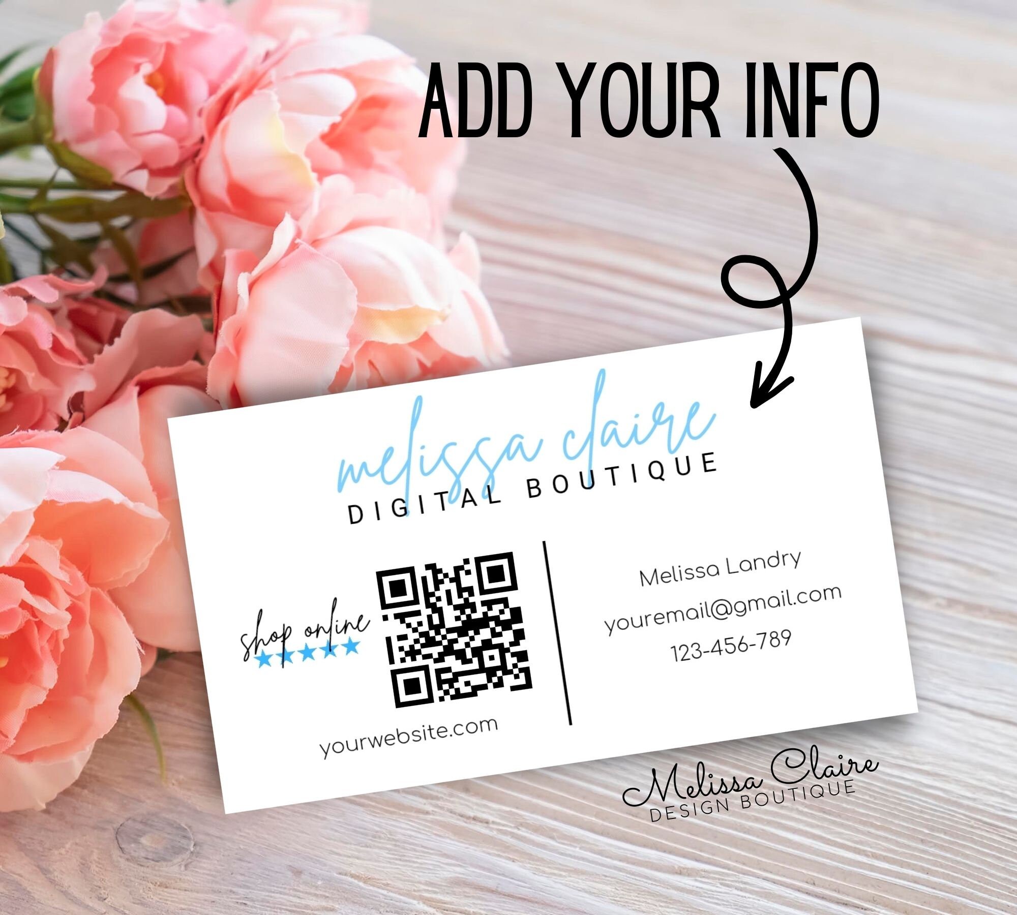 Editable Business Card Template QR Code, Instant Download, Printable ...