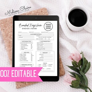 Editable Keychain Order Form Template, Canva Forms, Custom Beaded Keychain Order Form, Business Template, Printable Order Form, Pricing Form
