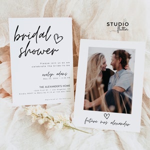 Einladung Bridal Shower Minimalist Modern Bridal Shower Foto Invite Boho Bridal Shower Invite Photo Bridal Shower Einladung Evelyn