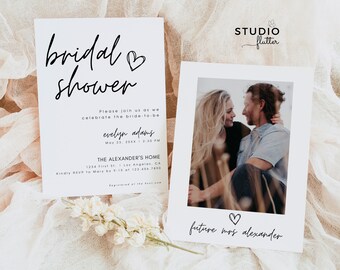 Invitation Bridal Shower Minimalist Modern Bridal Shower Photo Invite Boho Bridal Shower Invite Photo Bridal Shower Invitation Evelyn