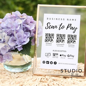 Sign Pay Here Editable Sign Template Minimalist Business Payment Sign Template Customizable Business Template Custom Pay Here Sign
