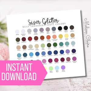 Vinyl Color Chart, Siser Glitter HTV Color Chart, Heat Transfer Color Chart, T-Shirt Business, Siser Glitter Color Chart,Glitter Vinyl Chart