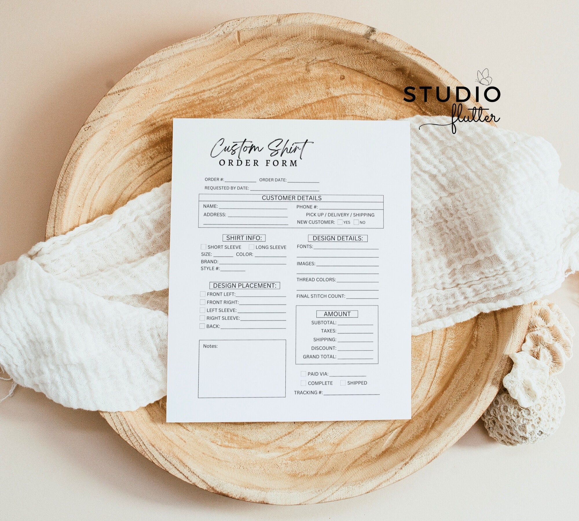 Editable Embroidery Shirt Order Form Template, Canva Forms, Custom ...
