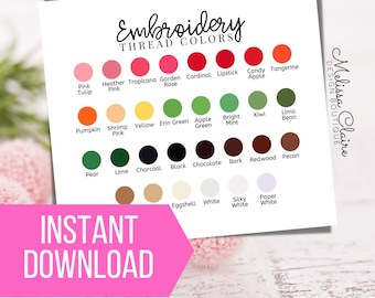 Embroidery Thread Color Chart, Isacord Color Chart, Isacord Embroidery Thread 30 Color Chart, Embroidery Business, Thread Color Chart
