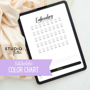 Editable Color Chart Template, Canva Template, Custom Color Chart, Shirt Colors, Thread Colors, DMC Color Chart