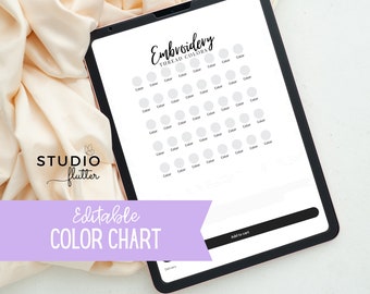 Editable Color Chart Template, Canva Template, Custom Color Chart, Shirt Colors, Thread Colors, DMC Color Chart