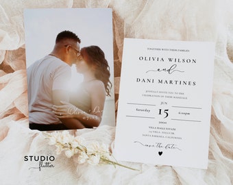 Invitation Modern Wedding Template  Editable Modern Minimalist Wedding Invite Minimalist Wedding Invite Photo Wedding invitation Olivia